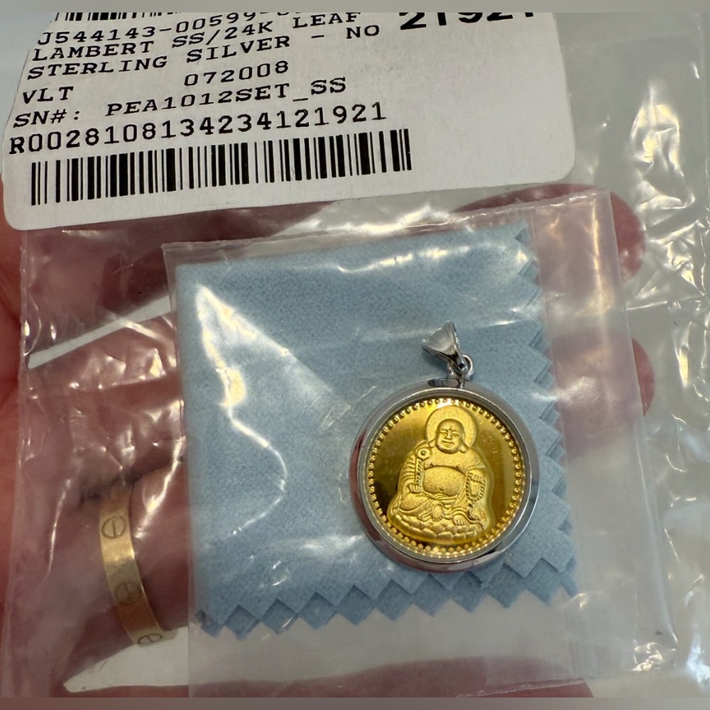 NWT Sterling silver and 24k GOLD by Lambert jewelry Buddha Pendant